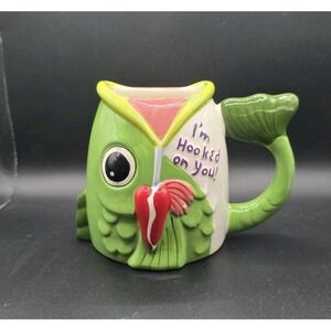 Novelty Fish Mug I'm Hooked On You Fisherman Cup Lure Ceramic Galerie
